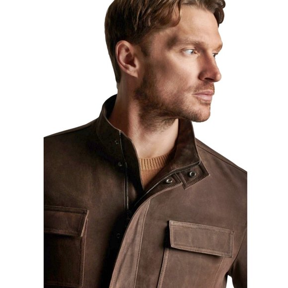 NWT Peter Millar Calfskin Crown Crafted Leather Bomber Jacket/ Large - Picture 4 of 10